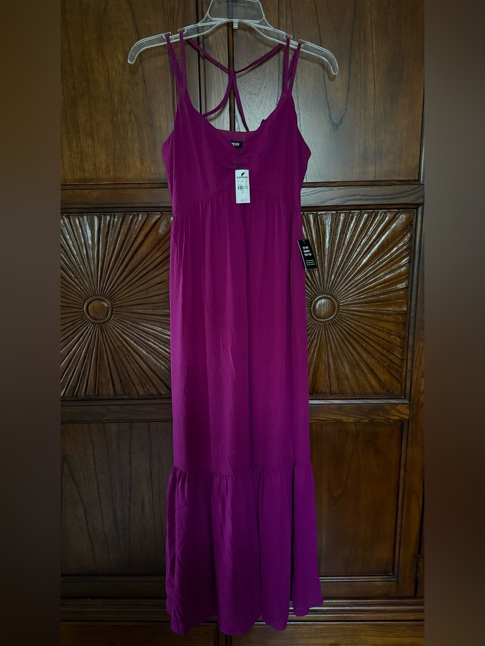 NWT Express Fuchsia Strappy Tiered Maxi Dress - Size XS